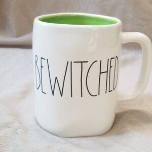 Rae Dunn Bewitched Seasonal Halloween Coffee Mug. White w/ Green Interior NWT.